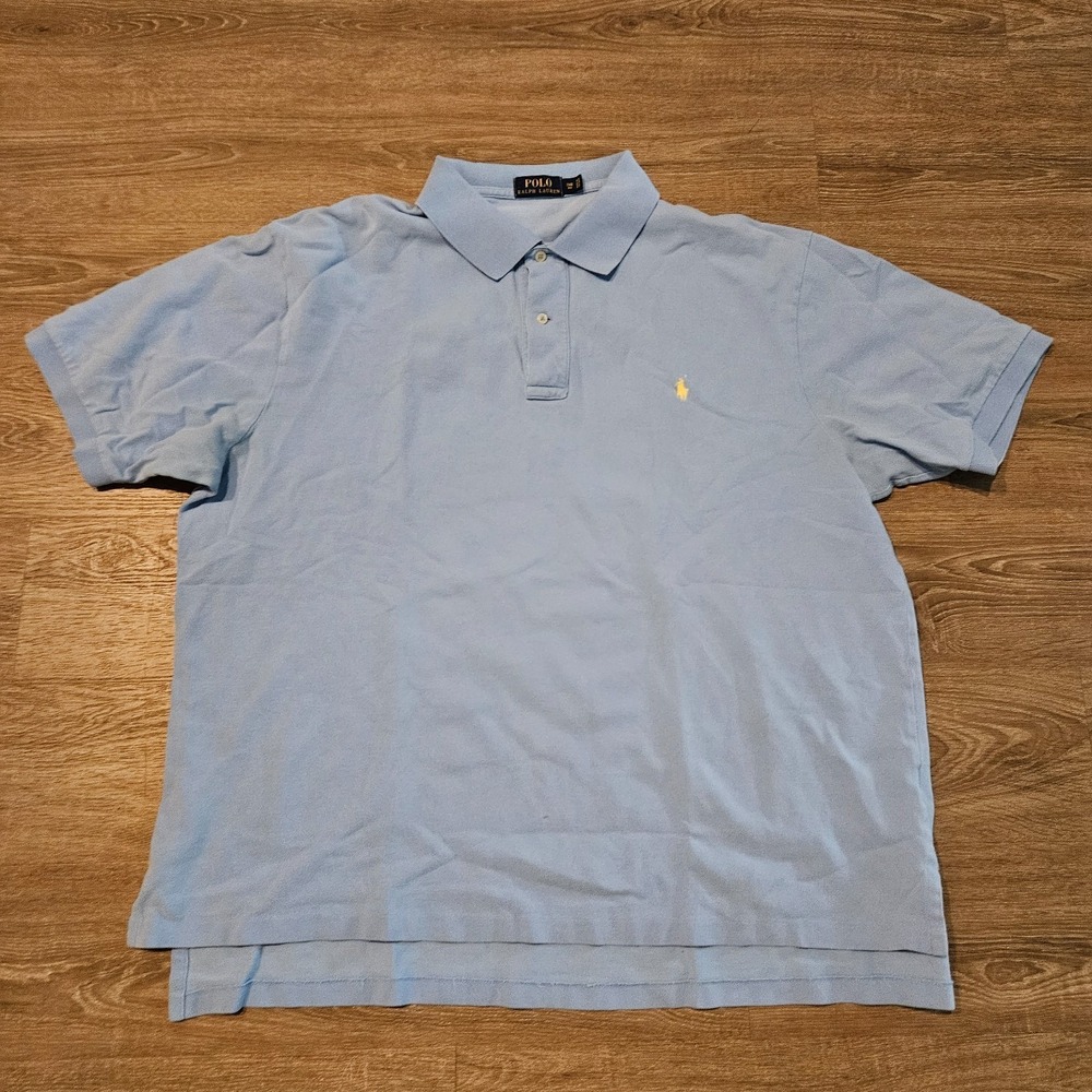 Polo Ralph Lauren Polo Shirt Mens 2XB Big Light Blue Pony Cotton Casual